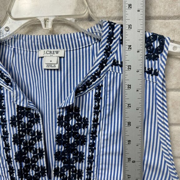 J.Crew Sleeveless Striped Embroidered Tassel Top Women’s Size 8 - Picture 5 of 7
